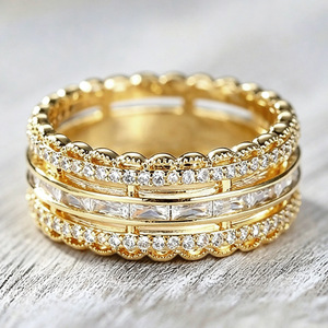 Anello Nuziale Vintage in Pizzo Ondulato per Donne, Elegante Gioiello da Dito alla Moda - Product Image 3