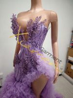 Robe de soirée longue en tulle multicouche avec strass 3D violets de luxe, fabriquée par Ocstrade, élégante robe de bal pour banquet