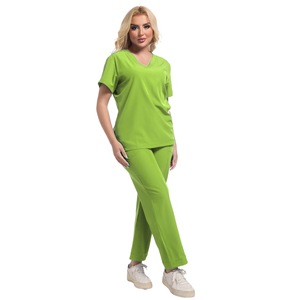 HZMNOI Women Scrub Set Red V Neck <b>Top</b> Pants Moisture Wicking Hospital Uniforms - Product Image 4
