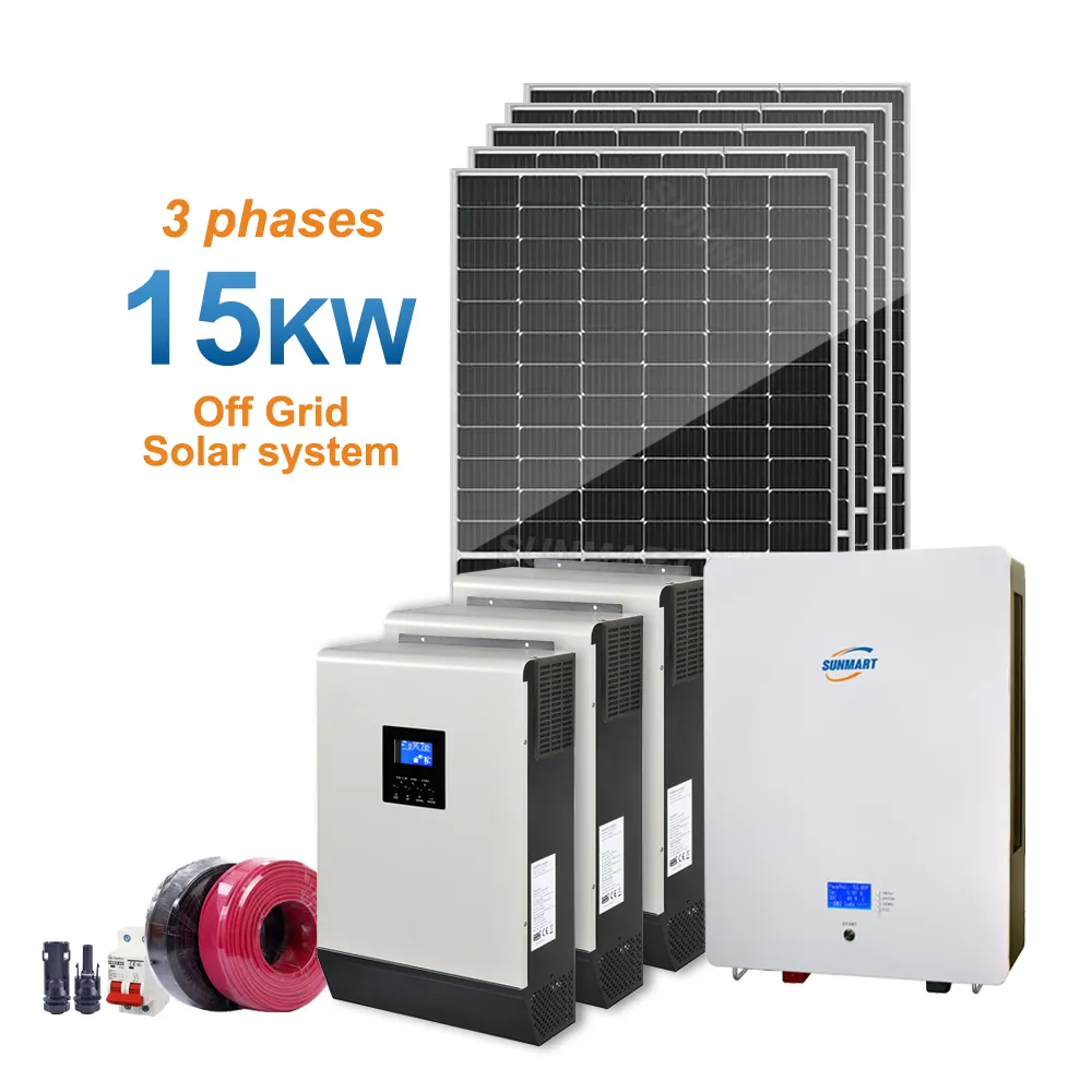 Penggunaan rumah panel surya hibrida off-grid 15 kva 220 volt 15kW