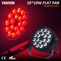 Projecteur LED Par Can Ultra Mince 18x10W 6-en-1 RGBW avec Contrôle Sonore DMX et Fonctionnement Automatique pour Effets Scéniques DJ, Disco et Événements Live