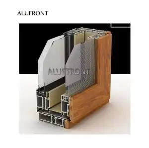 High Quality House Windows Aluminium Wood Composite Window Heat Insulated Double Glazing and German Brand Hardware