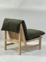 Fauteuil de loisirs Ace avec pieds de type traîneau, design moderne et luxueux, bois massif, finition naturelle, revêtement en coton, garantie 1 an, meubles de salon