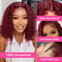 Perruque Lace Front HD Transparente 13x4 Bouclée Profonde 100% Cheveux Humains Brésiliens Remy Water Wave Bob Sans Colle Anti-Chute