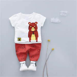 Conjuntos de Ropa Infantil con Diseño de Oso, 130 cm, Estilo Harajuku, Camisetas de Dibujos Animados para Niños y Pantalones, Producto de China - Product Image 2