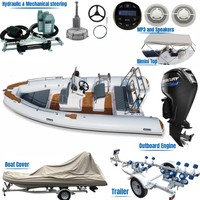 Bateau semi-rigide de luxe 5,2 m (17 pieds) en fibre de verre et Hypalon, console centrale, yacht sportif, pour la pêche et la plongée, avec auvent T-Top
