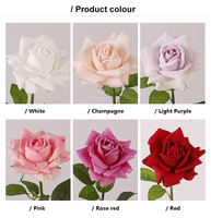 Roses Artificielles en Latex Blancs de Mariage en Gros, Roses de Soie à Tige Unique, Roses Artificielles Toucher Réel Hydratantes