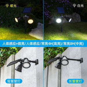 Luces Solares para Jardín, Focos LED de Doble Cabezal con Panel Solar, Montaje en Pared, Resistentes al Agua, Iluminación Exterior para Patio - Product Image 5