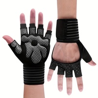 Guantes Duraderos de Medio Dedo con Correa de Muñeca y Palma Amortiguadora, Transpirables, Ligeros, de Poliéster, Compatibles con Pantalla Táctil, Antideslizantes