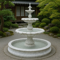 Fontaine de jardin classique européenne à 3 niveaux en marbre, grande fontaine d'eau en pierre sculptée à la main pour villa et cour