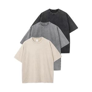 เสื้อยืดโอเวอร์ไซส์ล้างวินเทจ3แพ็ค | เสื้อยืดทรงหลวมแนวย้อนยุคของผู้ชาย | เสื้อสตรีทแวร์ผ้าฝ้ายเนื้อนุ่ม - Product Image 1