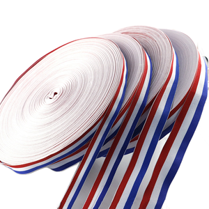 Cinta de <span class=keywords><strong>Grosgrain</strong></span> de Doble Cara con Tejido Twill de 3/8 Pulgadas, 5mm, 8mm, 10mm, 100% Poliéster, Ecológica, Rayas Rojas, Blancas y Verdes, 50 Metros por Rollo - Product Image 1