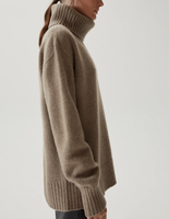 Pull en cachemire à col roulé pour femme, épais et chaud, pull en cachemire surdimensionné, tricoté
