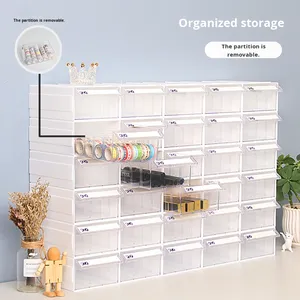 Tengzhengyue Boîte de rangement de bureau moderne Combinaison gratuite <span class=keywords><strong>Bloc</strong></span> de construction Organisateur de jouets Boîte de classification de type tiroir d'injection - Product Image 2