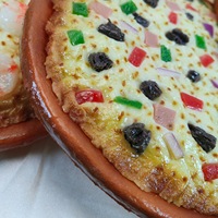 Maquette de pizza de simulation en PU, faite à la main, style moderne et minimaliste, pour la présentation de fruits, bacon, bœuf, pizza, cuisine occidentale, accessoires de vitrine alimentaire