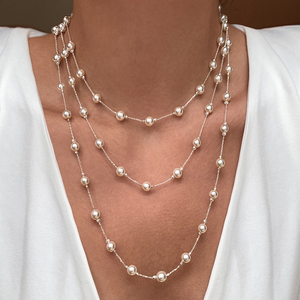 <span class=keywords><strong>Collana</strong></span> di Perle Placcata in Platino di Lusso, <span class=keywords><strong>Collana</strong></span> Effetto <span class=keywords><strong>Cielo</strong></span> Stellato, Gioielli da Donna all'Ingrosso - Product Image 1