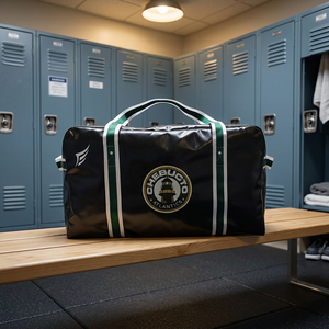 Sac de sport en PVC noir avec logo Chebucto Atlantics, sac de transport résistant à l'eau pour équipement sportif - Product Image 1