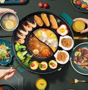 เตาย่างบาร์บีคิวแบบพกพาไร้ควันไฟฟ้าแหล่งพลังงานไฟฟ้าไม่ติดวัสดุ PTFE สำหรับใช้กลางแจ้งในร่มอลูมิเนียม - Product Image 4