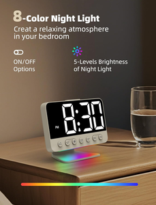 Horloges-réveils numériques <span class=keywords><strong>pour</strong></span> chambres à coucher : Grandes chiffres lumineux, <span class=keywords><strong>5</strong></span> niveaux de luminosité réglables – Facile à lire de l'autre côté de la pièce – <span class=keywords><strong>5</strong></span> sons d'alarme - Product Image 4