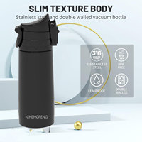 Bouteille d'eau isotherme en acier inoxydable à double paroi de 16 oz pour enfants, avec couvercle rabattable et poignée – Vente en gros directe usine – Idéale pour la rentrée scolaire