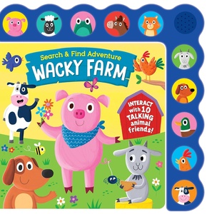 Livre sonore Wacky Farm : Cherchez les animaux, les objets, les véhicules et plus encore – Livre sonore à 10 boutons avec 3 sons uniques - Product Image 1