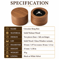 Boîte à bagues en bois massif avec fenêtre transparente, style japonais, pour la demande en mariage, étui à bagues pour couple, pour l'affichage et le rangement de bijoux