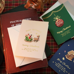 Modern Retrospective 3D <b>Gloss</b> Varnished Christmas Eve Handwritten Holiday Greeting Card Made of <b>Paper</b> Gift - Product Image 4