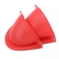 Accessoires de cuisine : 2 paires de mini-mitaines de four en silicone sûres, résistantes à la chaleur, extra longues, pour la cuisson et comme protège-plats