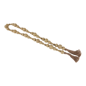 Ghirlanda di perline in legno di mango con nappe in iuta per decorare la casa, il bagno, la stanza, l'accento decorativo per l'ufficio, la mensola o il muro - Product Image 1