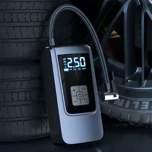 ポータブルエアコンプレッサー車充電式タイヤインフレーター電動ポンプLEDフラッシュスクリーン、車、モーター、自転車、ボール用ノズルセット付き
