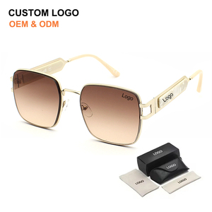 New Trending Luxury Square Frames Metal Sun Glasses Women Premium Quality UV400 Protection Sunglasses Custom Logo Shades - Product Image 1