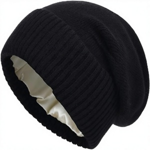 Wool Satin Lined Jacquard Cuffed Slouchy Beanie <b>Hat</b> Unisex Adults Promotion Gift Keep <b>Warm</b> Comfortable Common - Product Image 3