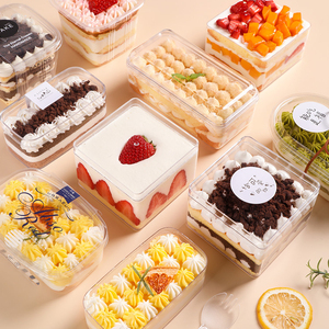 Caja de plástico transparente personalizada para pasteles, caja de plástico para galletas, Mousse, embalaje para hornear alimentos, ps - Product Image 2