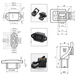 Conector de Batería de Litio 2+4, 30A, con Pines de Señal de Comunicación, para Intercambio de Baterías de Vehículos Eléctricos, Material PA, 5m - Product Image 2