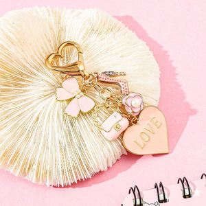 Pretty Heart Charm Keychain Flower Bow Knot Bag Fashion Rose Enamel <b>Key</b> <b>Chains</b> Woman Keychain Gift Cute Keychains for Girls - Product Image 3