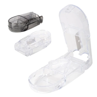 Coupe-pilules en gros avec lame tranchante, boîte de rangement, séparateur de comprimés précis en forme de V, trancheur de médicaments transparent