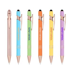 Luxury <b>Pens</b> With Custom Logo Metal Soft Touch Screen <b>Pens</b> Rose <b>Gold</b> for Mobile Phone <b>Pen</b> with logo Rubber Grip - Product Image 1