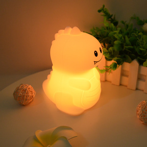 USB có thể sạc lại trẻ em ánh sáng ban đêm RGB Dimmable rồng Đèn mềm Silicone Squishy khủng long hình dạng tap cảm ứng nhạy cảm ánh sáng - Product Image 2