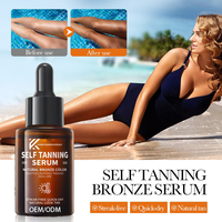 Gouttes autobronzantes profondes pour un bronzage intense, sérum autobronzant à l'acide hyaluronique et à l'aloe vera pour le visage et le corps, bronzage sans soleil pour tous types de peau, enrichi en vitamines.