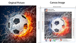 Small Size Full Cover Diamond Painting Art Kit Printed Fabric Resin Beads Square <strong>Football</strong> Wall Art Featuring Still Life Subject - Product Image 2