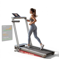 Caminadora Eléctrica Plegable para el Hogar, Máquina para Correr con Velocidad Ajustable de 1-16 km/h, Inclinación Automática del 15% con Pantalla LED y Manillar