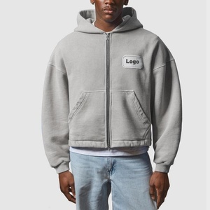 Sweat à capuche personnalisé 100 % coton, zippé, surdimensionné, doublé, imprimé et brodé, résistant aux plis et anti-rétrécissement, pour homme - Product Image 2
