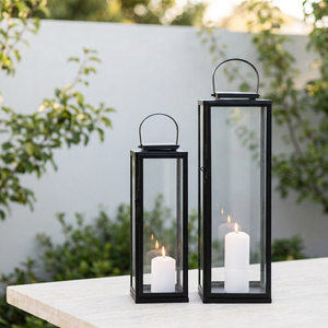 Wholesale Classic Black Tall Metal Candle Lanterns for Indoor and Outdoor Lighting Decoration - Product Image 1