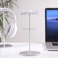 Support de casque incurvé en aluminium, support robuste en métal pour casque de jeu, support de casque avec base solide pour affichage sur table ou bureau
