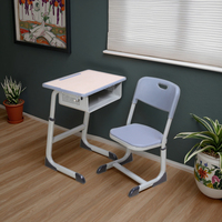Table et chaises d'étude en bois au design moderne pour étudiants Mobilier pour étudiant unique pour l'école primaire et secondaire