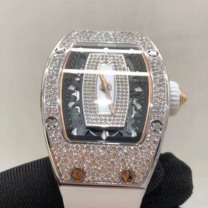 Reloj Mecánico de Mujer con Diseño de Diamantes, Caja de Cerámica Blanca, Correa de Goma Blanca, Reloj de Lujo para Dama - Product Image 4