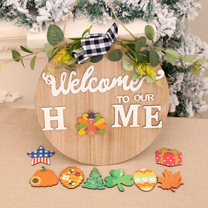Lazos Decorativos DIY con Patrones Intercambiables: Letreros de Bienvenida de Madera, Adornos Colgantes para Puertas de Navidad y Halloween, y Coronas de Flores - Product Image 3