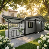 Maison conteneur extensible de 40 pieds - Prête à l'emploi, maison moderne avec cuisine et chambre (panneaux sandwich en acier, installation rapide)