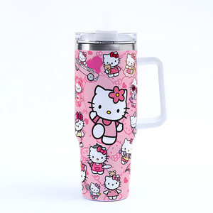 Vaso térmico de acero inoxidable de 40 oz con diseño de Stitch, botella de agua con aislamiento al vacío, taza con asa, tapa y pajita - Product Image 4