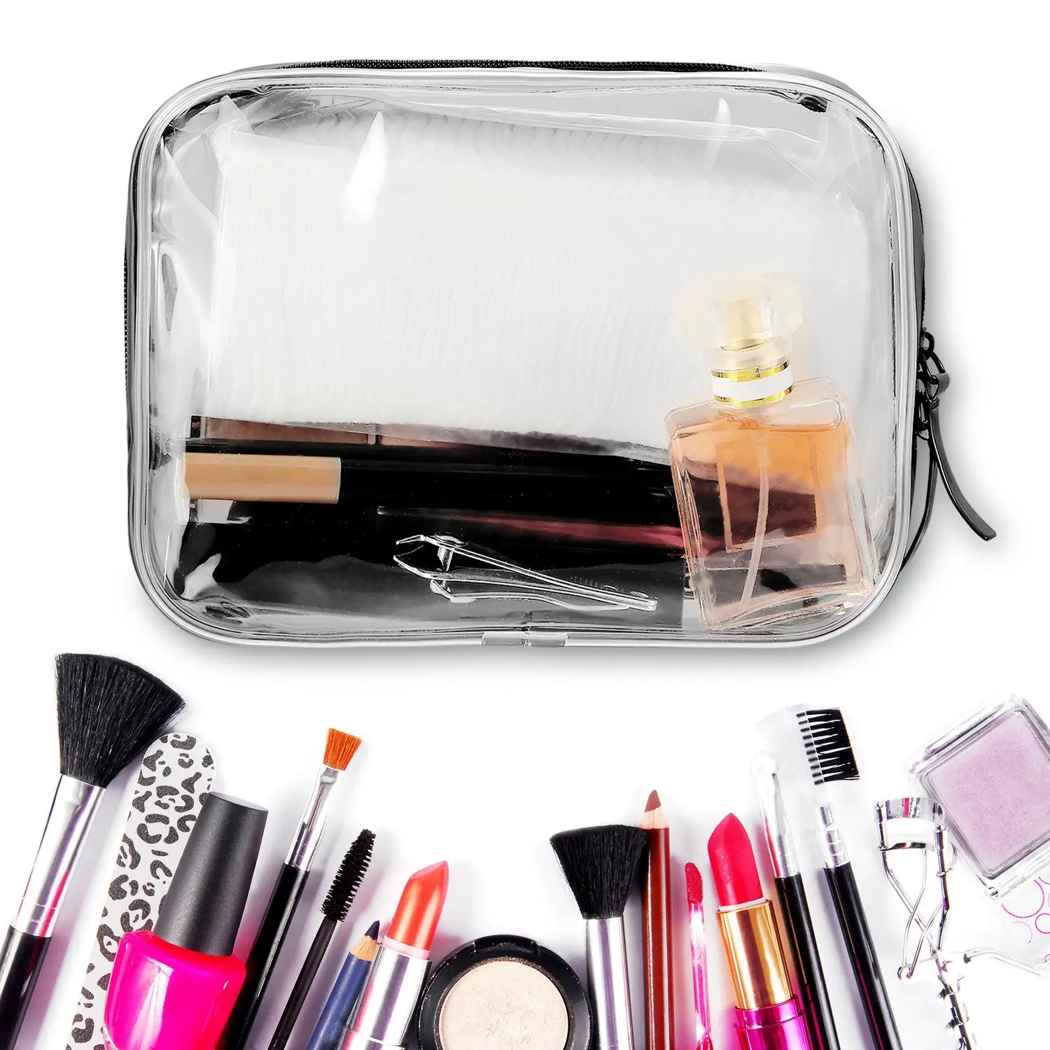 Transparent Big Capacity Toiletry Bag Organizers Portable Clear Cosmetic Pouch Zipper Pvc Makeup Bags For Traveling